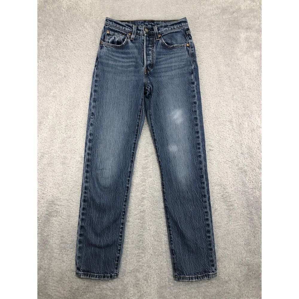Levi's 501 Jeans Womens 25x29 Blue Premium Distressed Big E